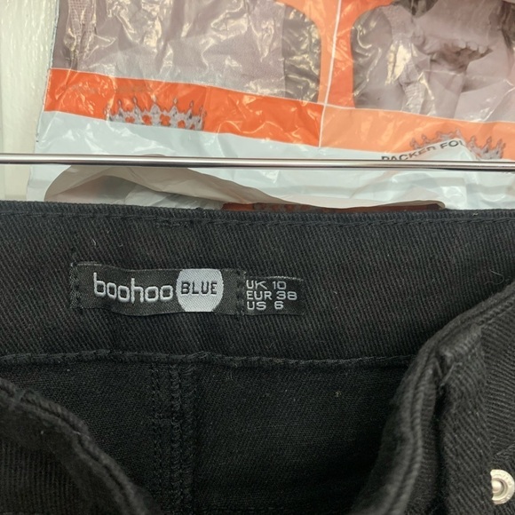 NWT BooHoo high rise, wide leg black jeans, size 6 Grunge Goth Whimsigoth - Picture 3 of 14